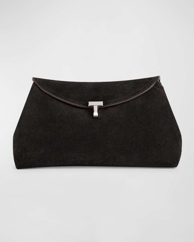 T-Lock Clutch Bag in Suede